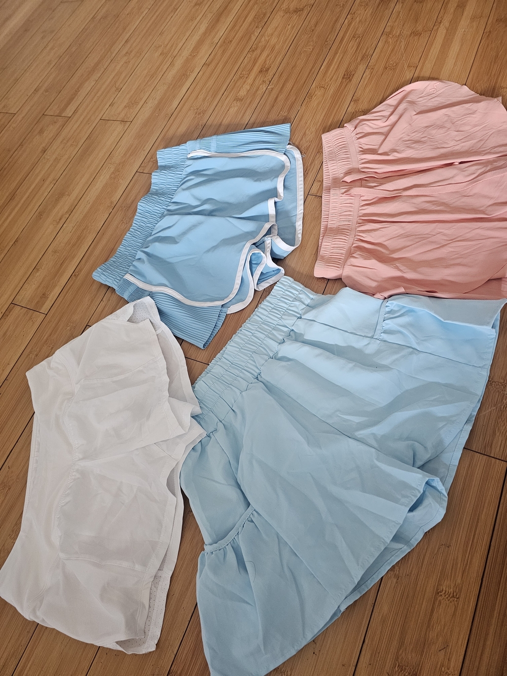 Women’s Athletic Shorts Bundle— Light Blue, White & Coral